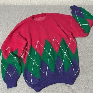 Vintage Y2K 90s Chunky Oversized Slouchy Sweater Whimsy Academia Multicolored